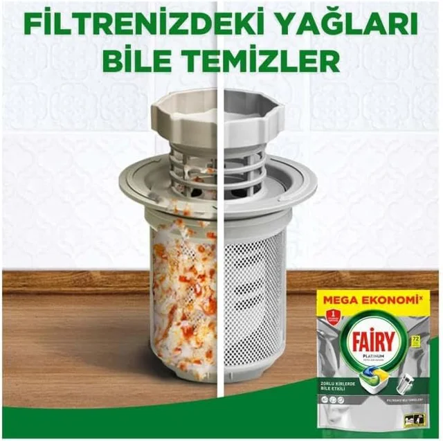 قرص ماشین ظرفشویی ۷۲ عددی پلاتینوم لیمویی فیری (Fairy)